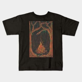 Bonfire in a Wooded Clearing Kids T-Shirt